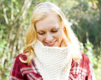 textured chunky knit oversized handmade cowl circle scarf | the decatur | fisherman