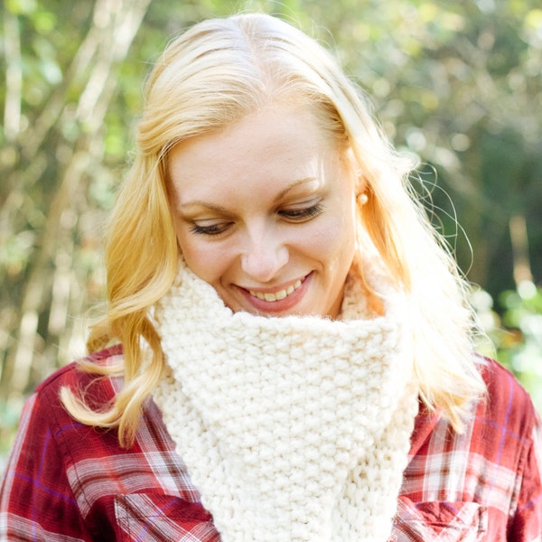 textured chunky knit oversized handmade cowl circle scarf | the decatur | fisherman