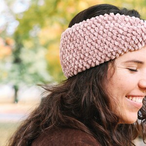 velvet textured chunky knit twisted turban handmade headband ear warmer the bellamy pink image 4