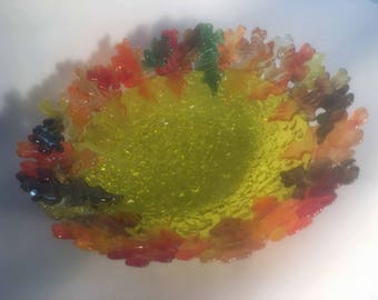 Transparent Yellow Maple Leaf Bowl
