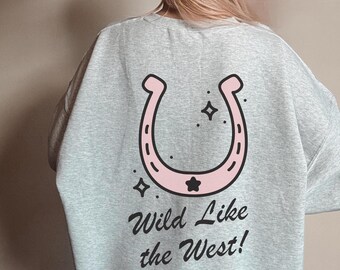 Felpa Wild Like West Felpa Horseshoe Felpa Cowgirl Felpa Western Girocollo Giacca Western per Donna Maglietta Cowgirl Girocollo Wild West