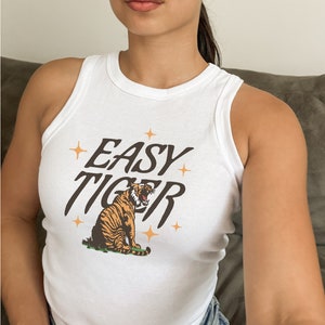 レトロタンクトップ イージータイガー レディース ファッション ノースリーブシャツ ヴィンテージ グラフィックTシャツ サマーマッスルTシャツ ヒップスター レーサーバック キャミトップ 彼女へのギフト