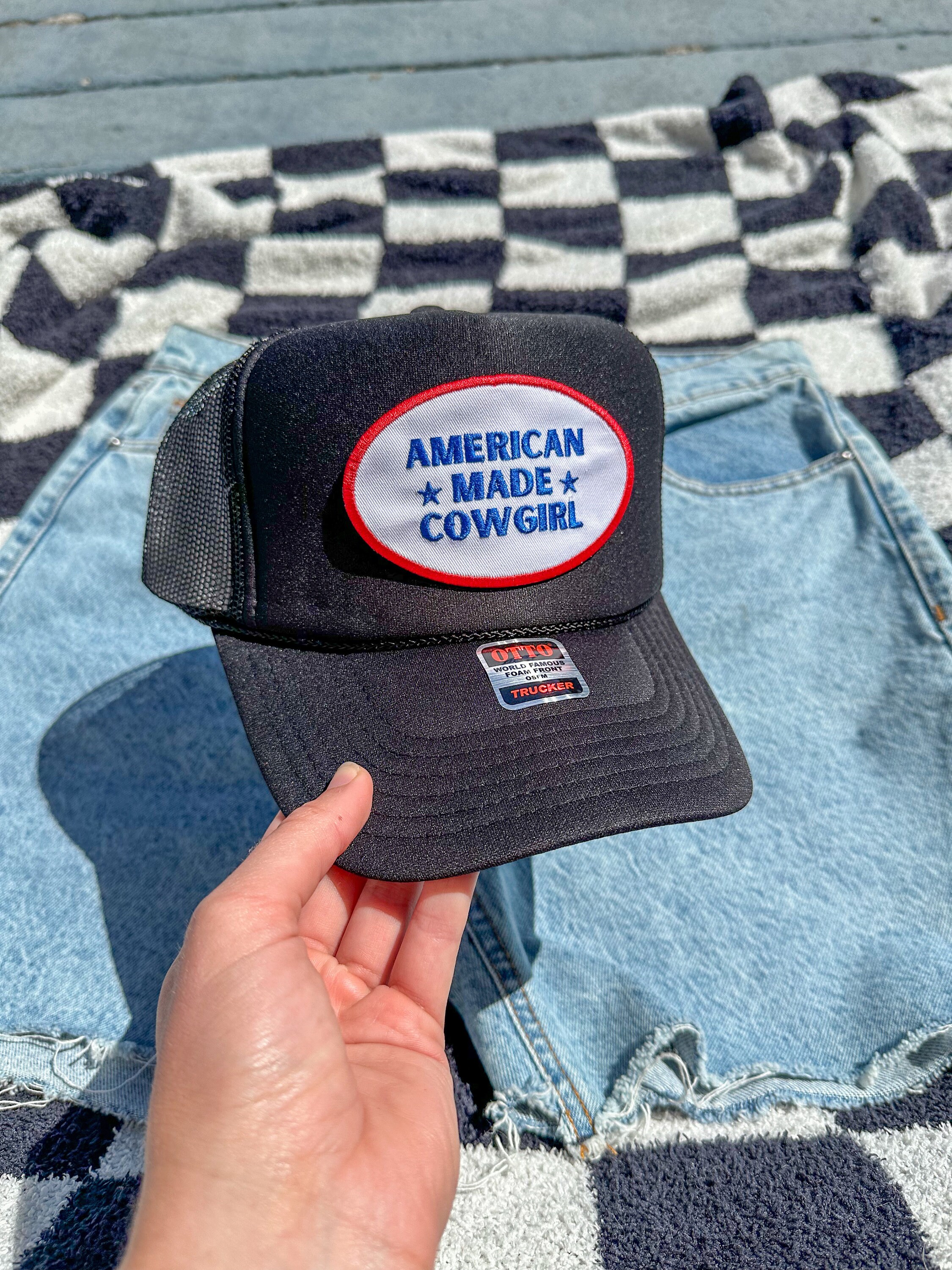 Unisex Black 6 Western Trucker Hat Vintage Cowboy Country 