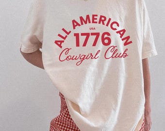 All American Cowgirl Club Shirt Western USA Shirt Women Trendy Graphic Tee Fourth of July Shirt for Her Cowgirl Shirt USA Cowboy Tee