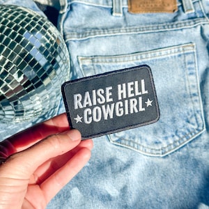 Raise Hell Patch Cowgirl Patch Western Iron On Patch for Jacket Western Patch for Hat Cowboy Patch Iron On DIY Patch