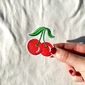 Cherry Patch Iron On Patch Red Cherry Patch Embroidered Patch Sew On Self Adhesive Patch Jacket Patch Fruit Patch Happy Patch Applique