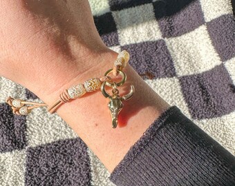 Western Charm Bracelet Cowgirl Leather Bracelet Western Adjustable Bracelet Horse Bracelet Cowgirl Jewelry Trendy Western Jewelry Charm
