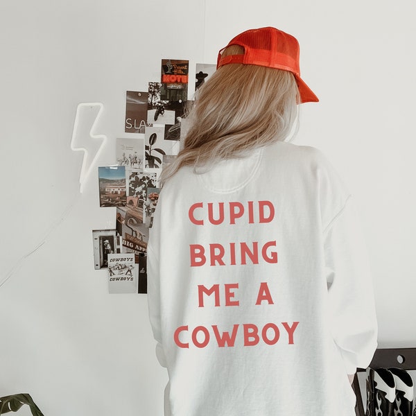 Western Valentine Shirt for Women I Love Cowboys Sweatshirt Valentine Day Pullover Trendy Western Valentine Sweatshirt Western Cupid Cowboy