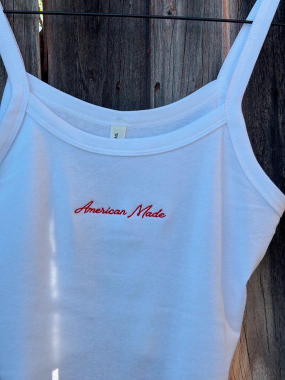 American Made Tank Top USA Theme Tank Top Embroidered Tank for Women Spaghetti Strap Tank Top America Tank Top