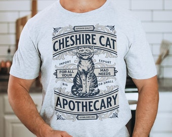 Cheshire Cat Shirt - Alice in Wonderland Tshirt - Retro Apothecary Unisex Tee - Light