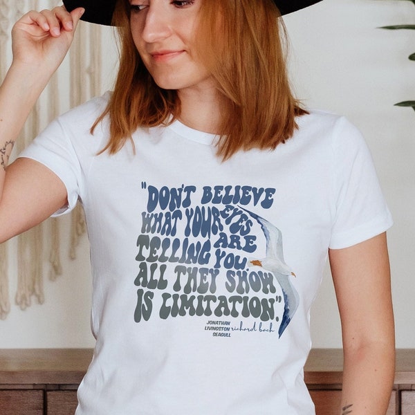Jonathan Livingston Seagull Shirt - Bird Character LADIES Cut T-Shirt - Self Help Gift Bookworm Tee