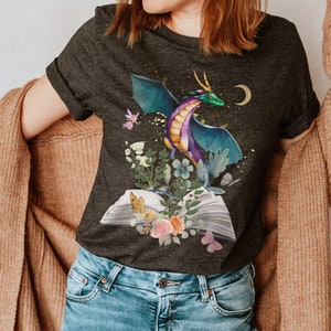 Dragon Shirt - Fantasy Core Fashion - Book Lover Unisex TShirt - Librarian Gift Tee - Teacher Appreciation - Book Lover Reading Gift