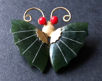 Vintage Spider Pin Sterling silver Jade Jadite? Vintage jewelry Bug Collectible Jewelry runway fashion LA eb
