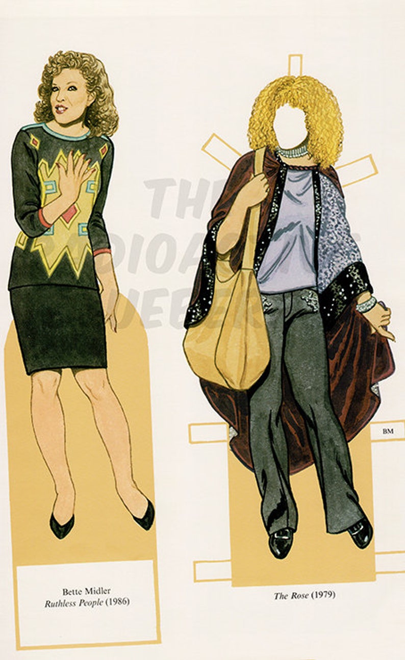 1980s Hollywood Movie Stars Paper Dolls with 12 Outfits Digital Download Clip Art VOLUME 1