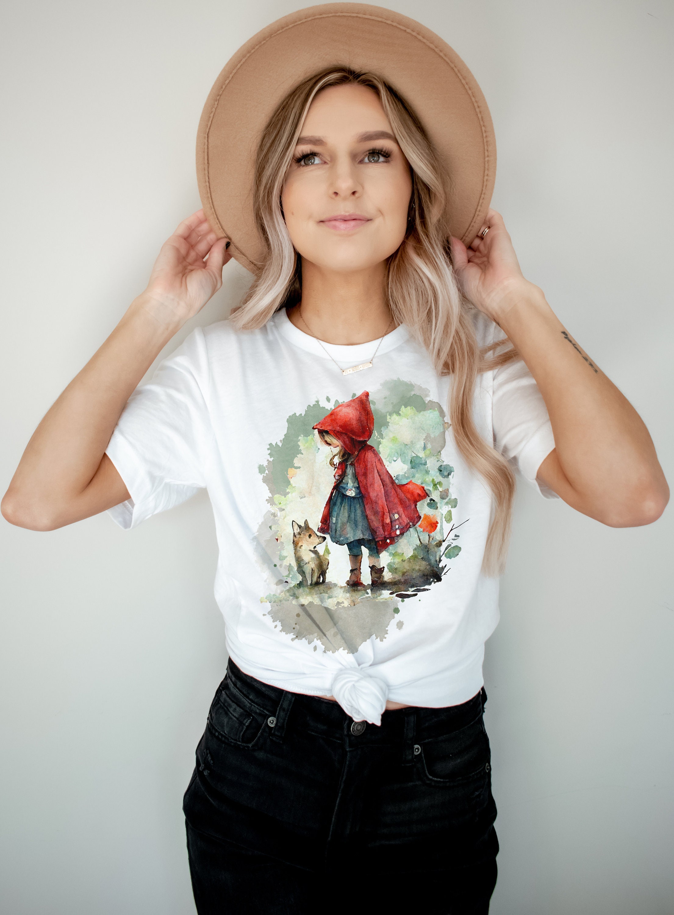 Fairy Tale Shirt Woodland Animals Unisex Tee Vintage Book Tshirt Red Riding Hood Vintage Illustration Etsy