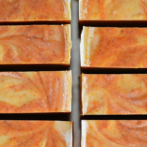 Tea Tree and Orange w/ VT Goats Milk and an Annatto Swirl Handcrafted Artisan Soap