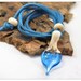 Handmade Lampwork Glass Pendant Necklace - Ocean Drop in Ivory and Turquoise – Copperstone