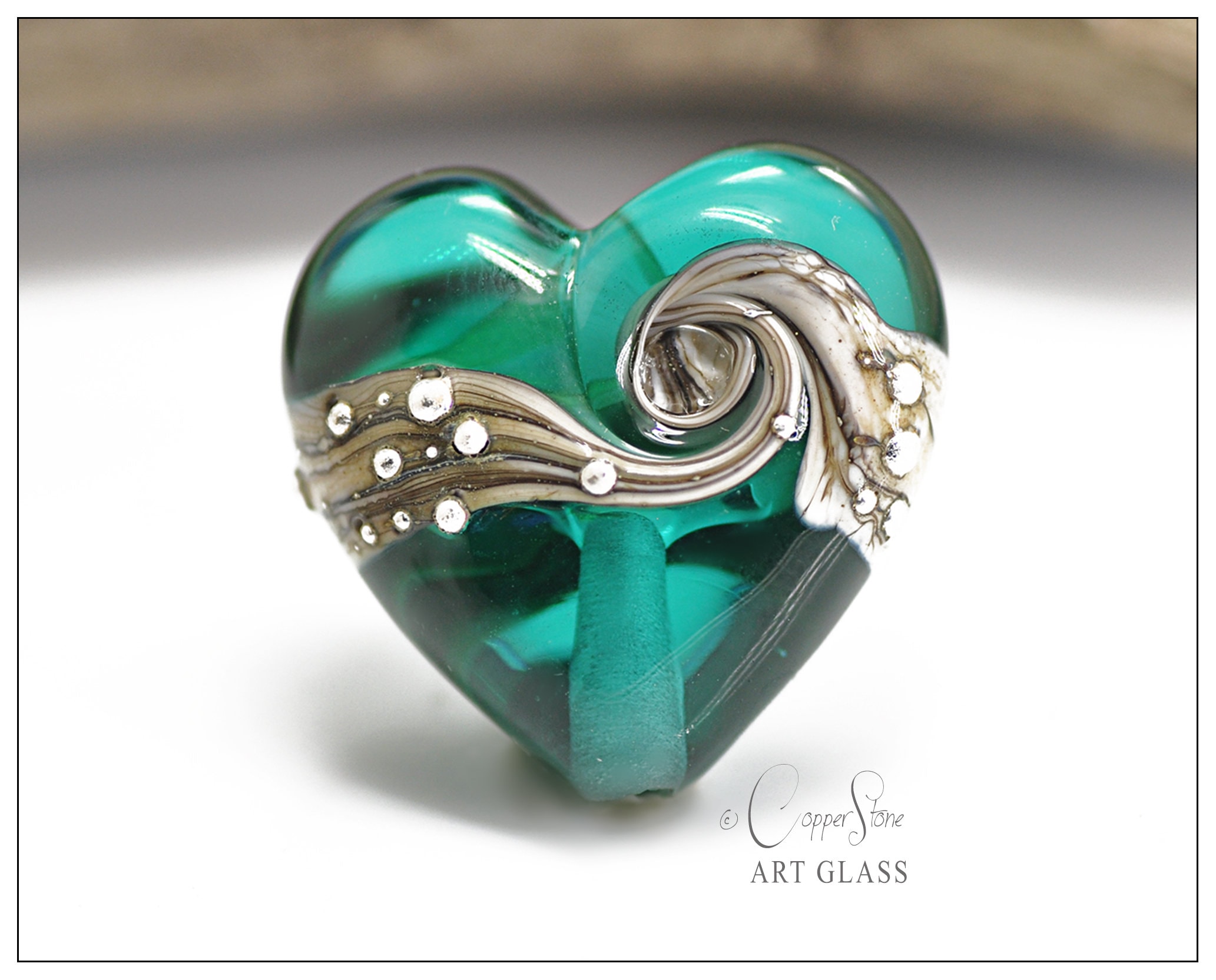 Collier Pendentif Bronze Cœur Avec Perles Murano Et Bohème - Création Unique Atelier Lunaire