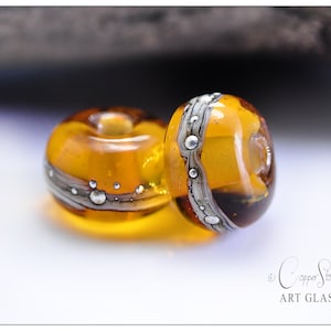 Bernsteinfarbene 7 x 11 mm Glasschliffperlen (Lampwork Beads), 7 x 11 mm Glasschliffrondelle