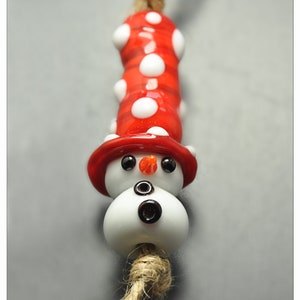 Christmas Snowman Decoration, Handmade Artisan Lampwork Glass, by Copperstone Art Glass