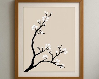 Elegance in Bloom, Cherry Blossoms Wall Decor, Harmony Prints Digital PRINTABLE Wall Art