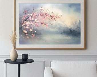 Soft Sakura Breeze, Cherry Blossoms Wall Decor, Harmony Prints Digital PRINTABLE Wall Art