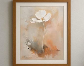 The Gentle Stem, White Poppy Wall Decor, Harmony Prints Digital PRINTABLE Wall Art