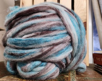 Alpaca Roving with Teal/Espresso Bamboo Blend
