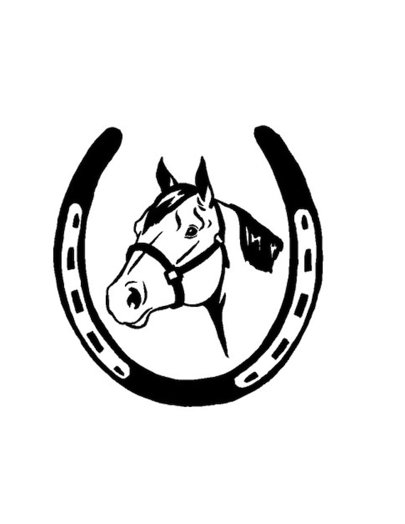 Horse in Horseshoe Decal - Etsy