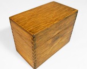 VAntique Tiger-Oak Card File Recipe Box, Finger Jointed Corners, GLOBE