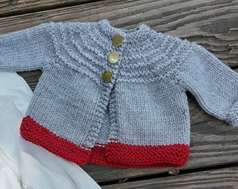 Handknit USMA West Point Dress Uniform newborn cardigan