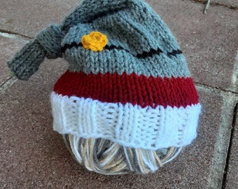 Hand knit elf hat for 6 to 12 month old, USMA Fristie inspired