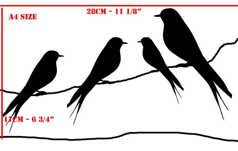 Stencil Birds on a Wire A4 Size Etsy