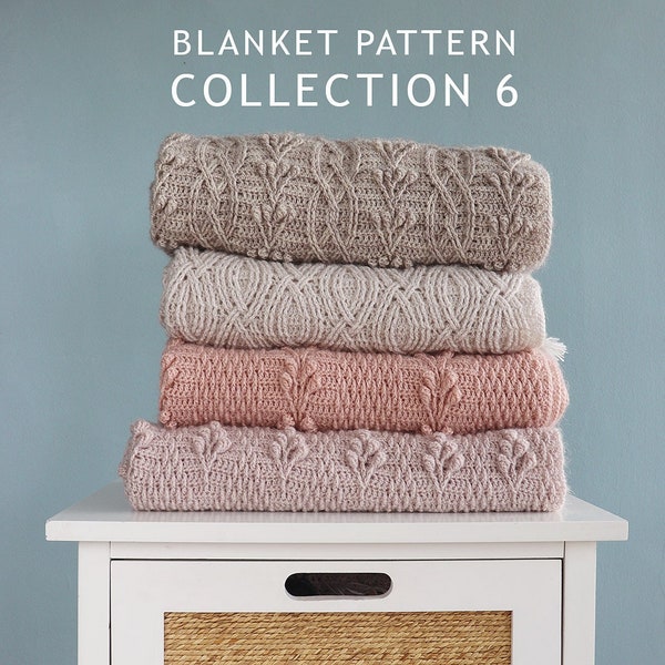 CROCHET PATTERN BUNDLE: 4 Crochet Blanket Patterns/Baby Afghan Pattern/Crochet Cable Blanket/Step-by-step Crochet Tutorial/Pdf Pattern/