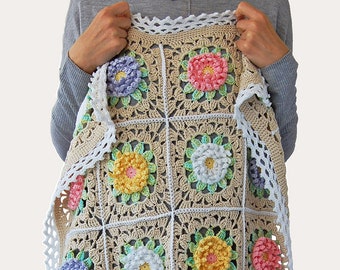 CROCHET PATTERN: English Garden Blanket/Granny Square Blanket/Crochet Afghan Pattern/PDF Pattern/Baby Blanket/Floral Crochet Afghan/Easy