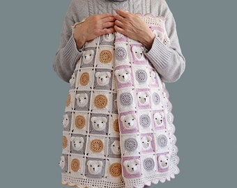 PADRÃO DE CROCHÊ EM PDF: Manta de bebê Ursinho/Tutorial passo a passo/Afegão de ursinho de pelúcia/Manta quadrada da vovó/Manta de bebê de crochê moderna