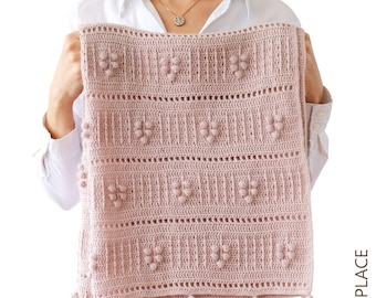 PADRÃO PDF DE CROCHÊ: Manta de assinatura de árvores/Manta de crochê moderna/Manta de bebê de crochê com ponto Bobble/Manta de crochê texturizada/