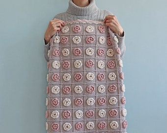 MODÈLE PDF AU CROCHET : Couverture de roses anglaises/Couverture pour bébé carrée grand-mère/Crochet texturé afghan/Couverture de poussette/Couverture de bébé au crochet moderne