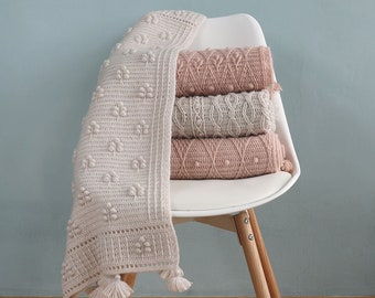 CROCHET PATTERN BUNDLE 3: Four Crochet Blanket Patterns/Baby Afghan Pattern/Crochet Cable Blanket/Step-by-step Crochet Tutorial/Pdf Pattern/