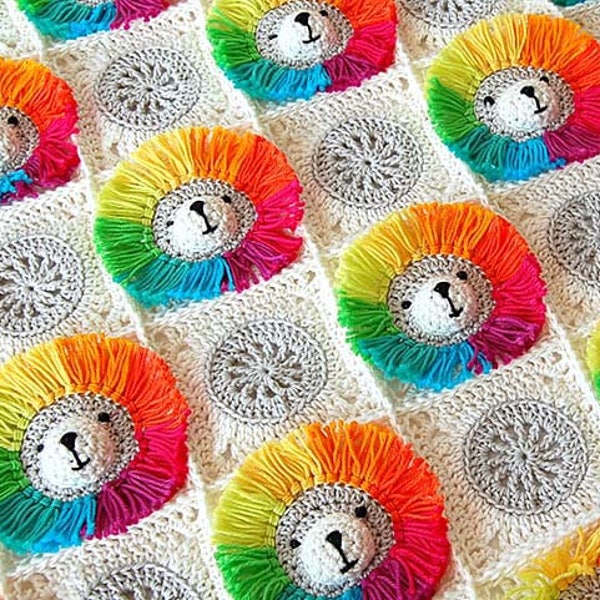 Crochet Pattern Baby Blanket / Baby blanket crochet / Rainbow Lion Baby Blanket/ Crochet baby/ Baby crochet blanket /Crochet blanket pattern