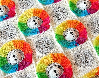 Crochet Pattern Baby Blanket / Baby blanket crochet / Rainbow Lion Baby Blanket/ Crochet baby/ Baby crochet blanket /Crochet blanket pattern