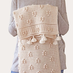 CROCHET PATTERN: Into the woods blanket/Easy to Make Crochet Baby Blanket/Modern Crochet Afghan/Bobble stitch Blanket/Textured Blanket