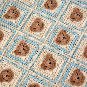 CROCHET PATTERN: Teddy Bear Baby Blanket/Step-by-step tutorial/Häkelanleitung/Animal Afghan/Granny Square Blanket/Modern Crochet Blanket image 3