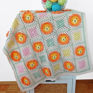 CROCHET PATTERN: Lion Granny Square/PDF Pattern/Step-by-step Tutorial/Easy To Crochet Square/Modern Granny Square/Animal Square/Baby Crochet image 7