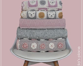 CROCHET PATTERN BUNDLE 5: Four Crochet Blanket Patterns/Baby Afghan Pattern/Crochet Cable Blanket/Step-by-step Crochet Tutorial/Pdf Pattern/