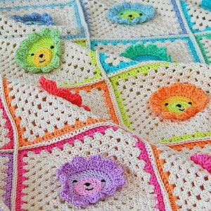 CROCHET PATTERN: Lion Granny Square/PDF Pattern/Step-by-step Tutorial/Easy To Crochet Square/Modern Granny Square/Animal Square/Baby Crochet image 8