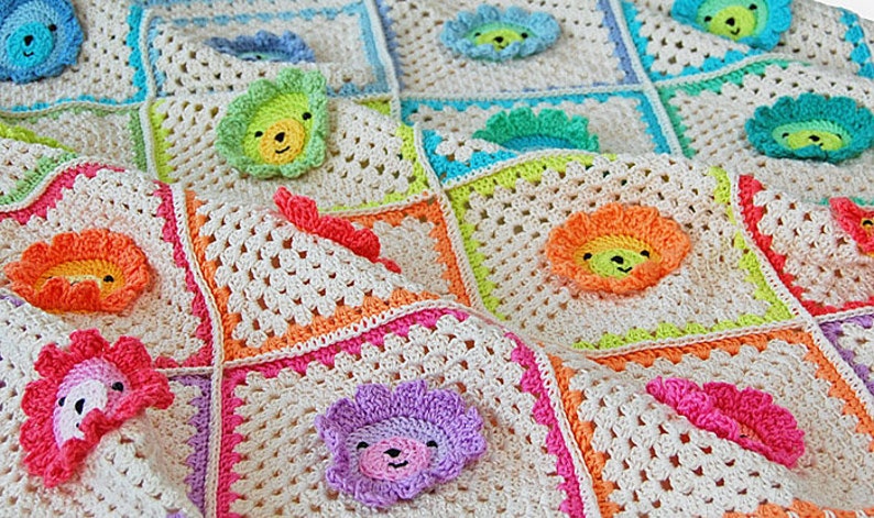 CROCHET PATTERN: Lion Granny Square/PDF Pattern/Step-by-step Tutorial/Easy To Crochet Square/Modern Granny Square/Animal Square/Baby Crochet image 8