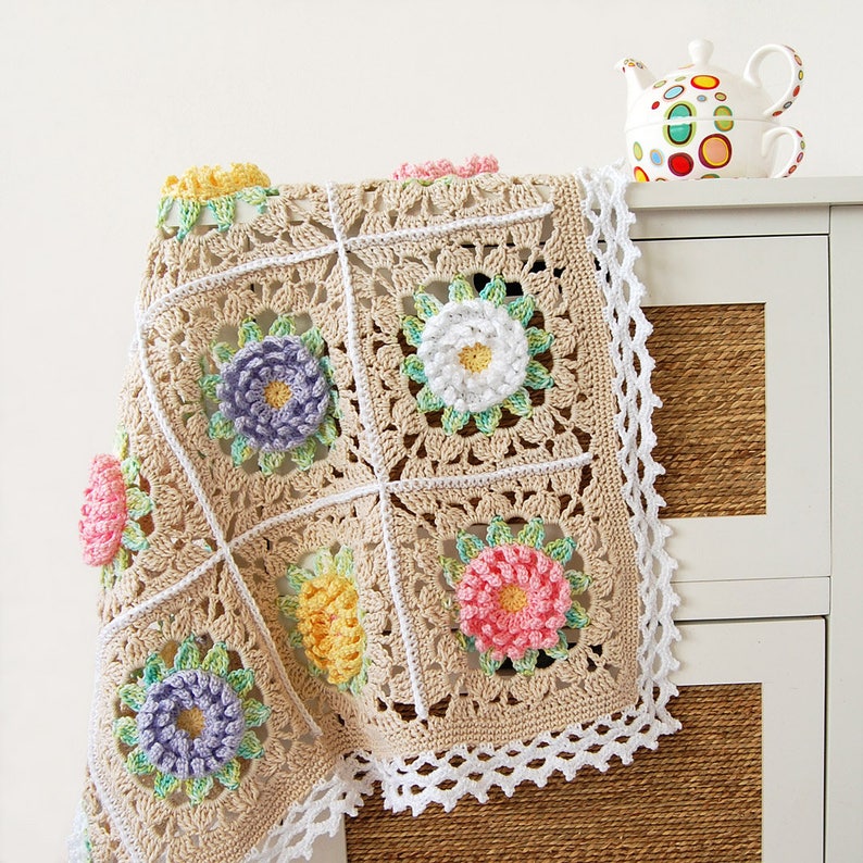 Floral blanket PDF pattern/Floral baby blanket/English Garden Etsy