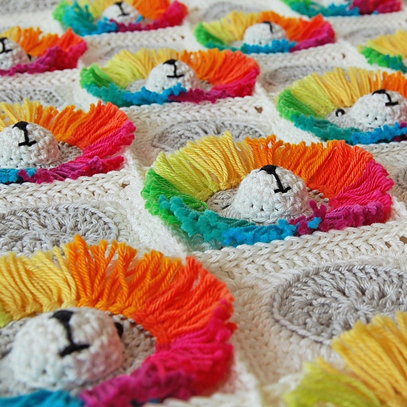 Crochet Pattern Baby Blanket / Baby blanket crochet / Rainbow Lion Baby Blanket/ Crochet baby/ Baby crochet blanket /Crochet blanket pattern image 3