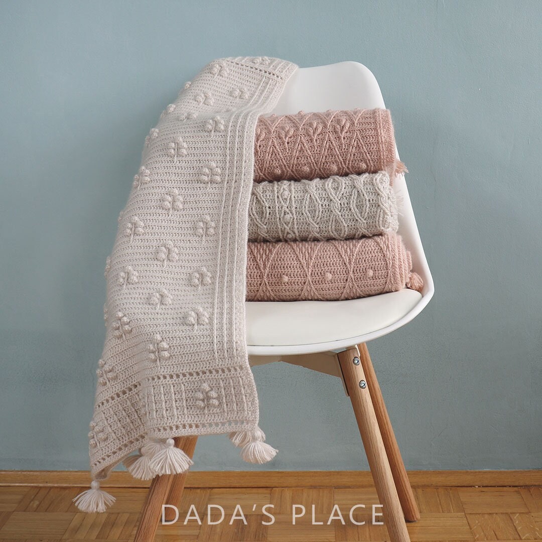 CROCHET PATTERN BUNDLE 3: Four Crochet Blanket Patterns/Baby Afghan Pattern/Crochet Cable Blanket/Step-by-step Crochet Tutorial/Pdf Pattern/
